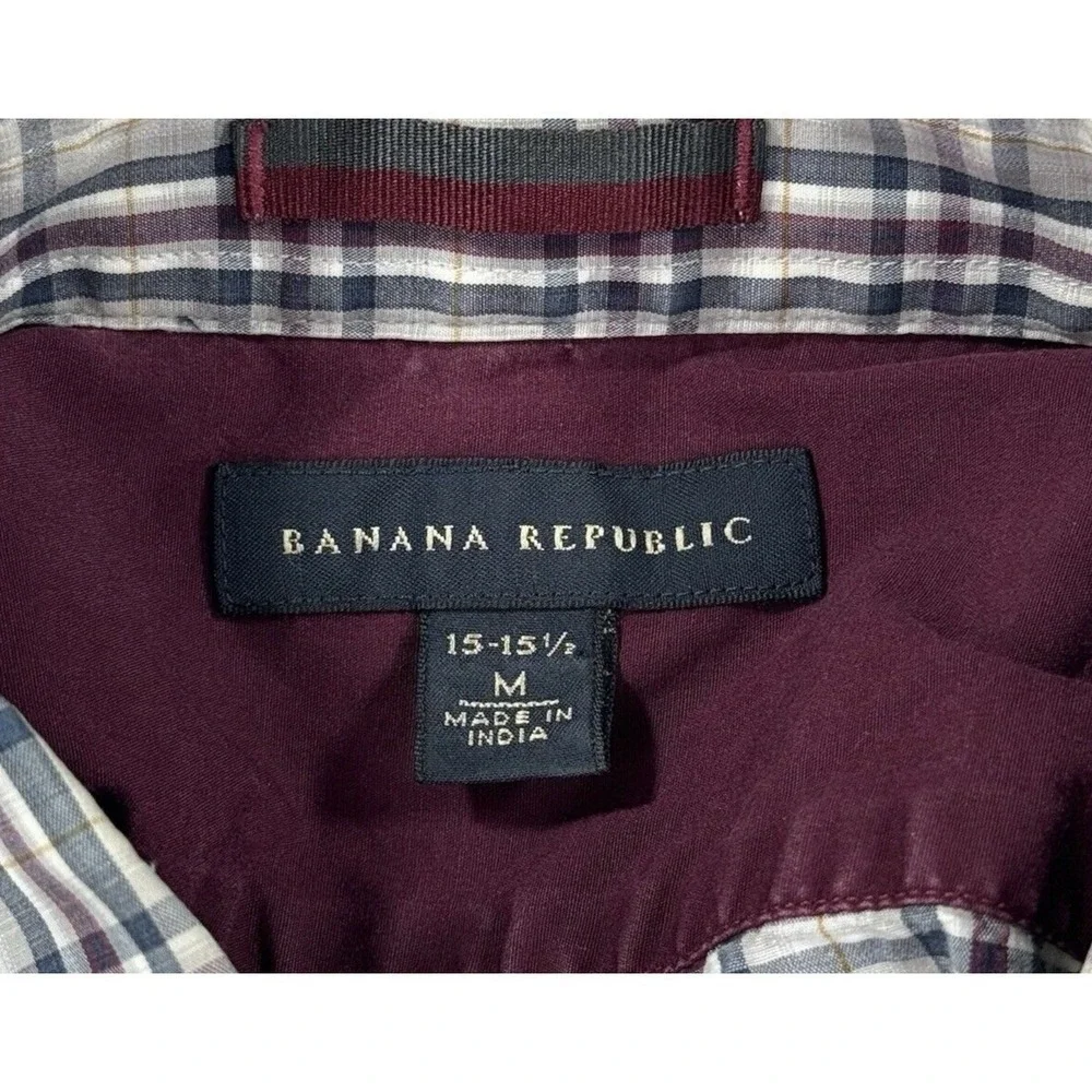 Banana Republic Plaid Button Down‎ Shirt Mens M Long Sleeve Cotton Blend Casual